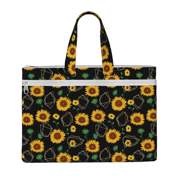 Kdxio Sunflowers3 File Tote Document Bag Business Briefcase Bag Document Organizer Tote Briefcase for Letter A4 Files Business Teacher Office Bag