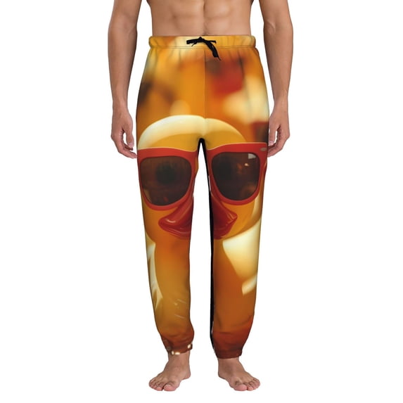 Kdxio Sunglasses Yellow Duck Pattern Joggers,Sweatpants for Men with Pockets-Small