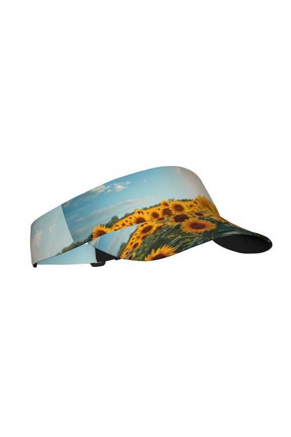 Sunlit Sunflower Field Print Sun Visor Hat Golf Visor Adjustable Velcro Outdoor Sports Cap for Men Women