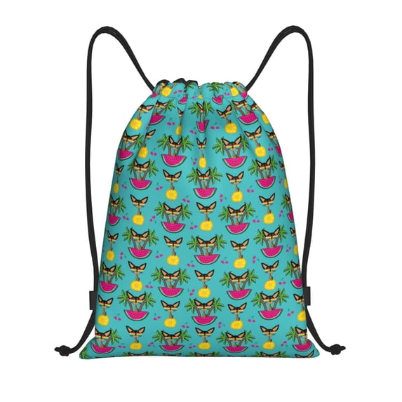 Kdxio Sunmmer Cat Print Drawstring Backpack Bag,Waterproof Draw String Back Sack, Gym Drawstring Bags Swim Bag For Unisex