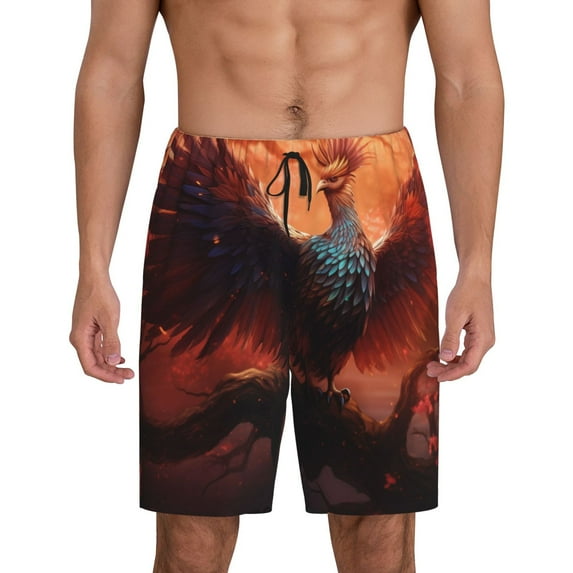 Kdxio Sunset Blossoms Phoenix Perch Print Mens Sleep Shorts Bottoms Soft Comfy Pajama Wear Pants with Drawstring Pockets
