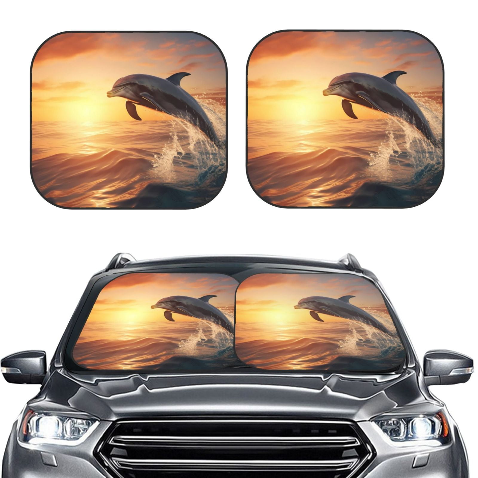 Dolphin Pattern Print Car Sun Shade