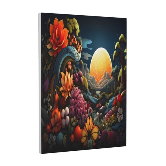 Kdxio Sunset Floral Fantasy Landscape Pattern Canvas Wall Art 12x16 Inches - Waterproof HD Print Solid Wood Frame for Living Room & Bathroom,Vertical
