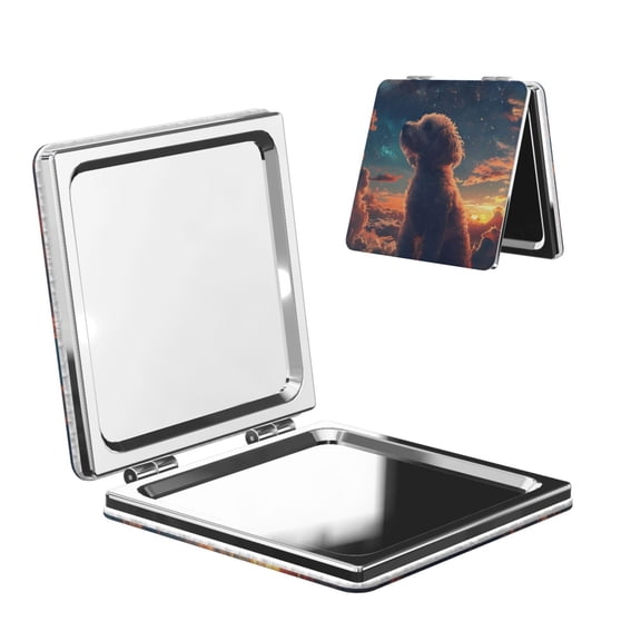 Kdxio Modern Style Pumpkin Witch Pocket Mirror, 1X/2X Travel Makeup Mirror 2-Sided Folding Small Mirror Portable Double-Sided Magnifying Cosmetic Mirror for Gift-Square