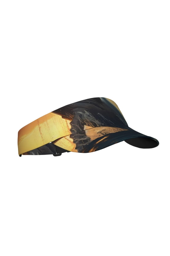 Sunset Ocean Whale Print Sun Visor Hat Golf Visor Adjustable Velcro Outdoor Sports Cap for Men Women