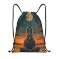 thumbnail image 1 of Kdxio Sunset Prairie Meditating Horse Print Drawstring Backpack Bag,Waterproof Draw String Back Sack, Gym Drawstring Bags Swim Bag For Unisex, 1 of 5