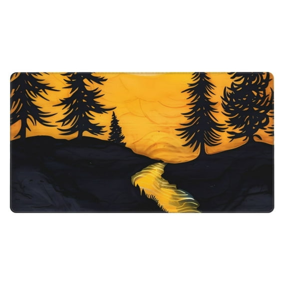 Kdxio Sunset River Pine Trees Print Large Gaming Mouse Pad,Non-Slip Base,Water Resist Keyboard Pad for Gamer,Office & Home,29.5 x 15.8 in