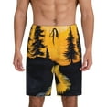 Kdxio Sunset River Pine Trees Print Mens Sleep Shorts Bottoms Soft