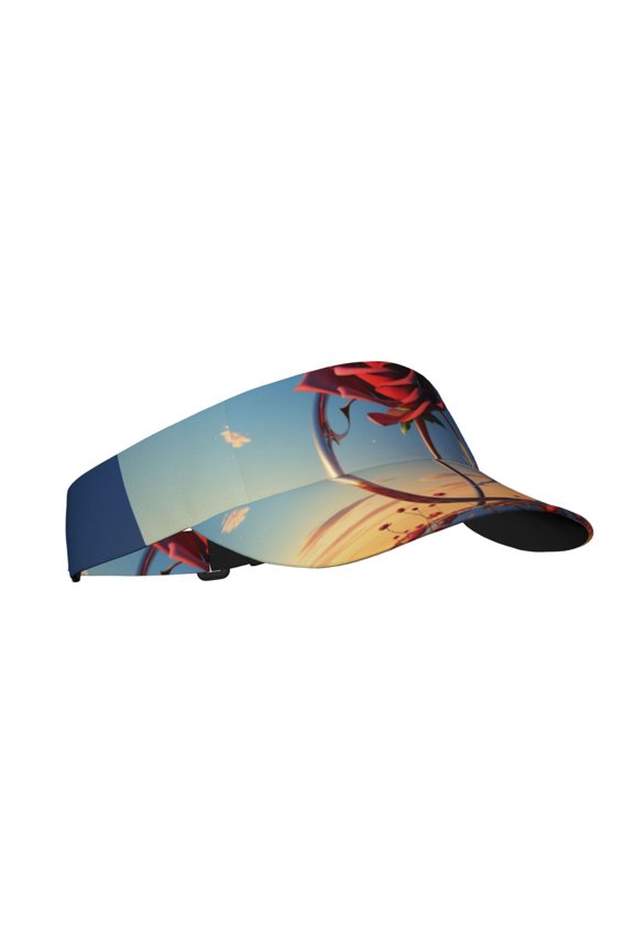 Sunset Rose Elegance Print Sun Visor Hat Golf Visor Adjustable Velcro Outdoor Sports Cap for Men Women
