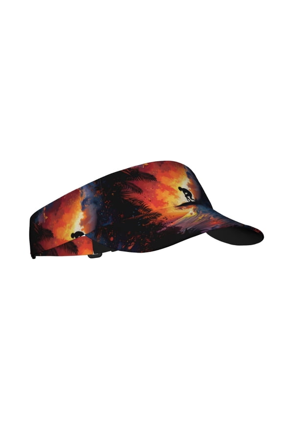 Sunset Surfing Silhouette Print Sun Visor Hat Golf Visor Adjustable Velcro Outdoor Sports Cap for Men Women