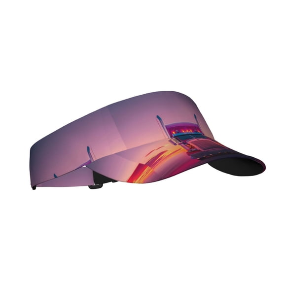 Kdxio Sunset Truck Highway Print Sun Visor Hat Golf Visor Adjustable Velcro Outdoor Sports Cap for Men Women