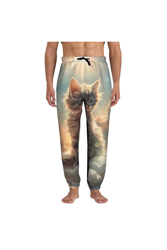 Sunshine Cloud Kitten Pattern Joggers,Sweatpants for Men with Pockets-XX-Large