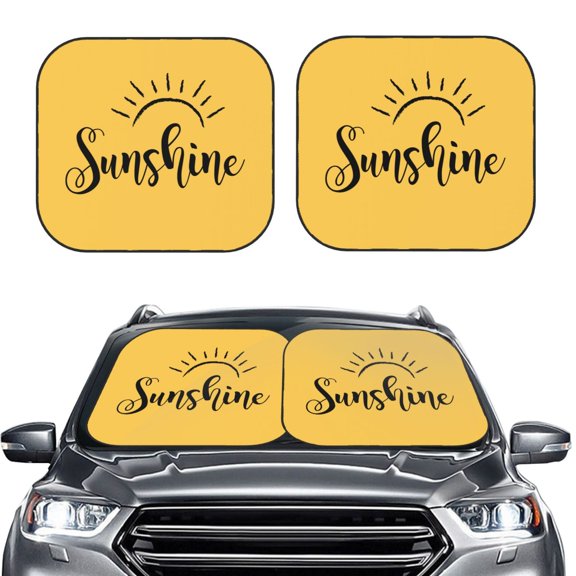 Kdxio Sunshine Print 2-Piece Sun Shade Front Windshield - Foldable Car Front Window Sunshades For Most Sedans Suv Truck