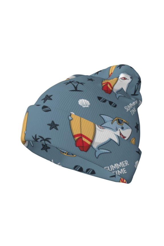 Surf Shark Winter Beanie for Men Women Beanie Knit Hat Cuffed Cap Beanie Knit Chunky Snow Cap