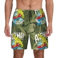 thumbnail image 1 of Kdxio Surfing Dinosaur Print Men's Swim Trunks with Compression Liner 7 Inch Inseam Quick Dry Swim Shorts, 1 of 7