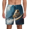 thumbnail image 1 of Kdxio Surfing Guinea Pig Print Men's Swim Trunks with Compression Liner 7 Inch Inseam Quick Dry Swim Shorts, 1 of 5