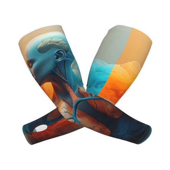 Kdxio Surreal Body Art Print UV Sun Protection Arm Sleeves - Tattoo Cover Up - Basketball Arm Sleeve UPF 50 Cooling for Men Women