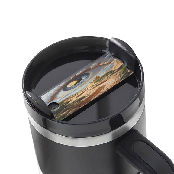 Kdxio Surreal Desert Eye Landscape Name Plate Compatible Stanley Cups Name Tag Acrylic Nameplate Tumbler Lid Topper for Cup Accessories