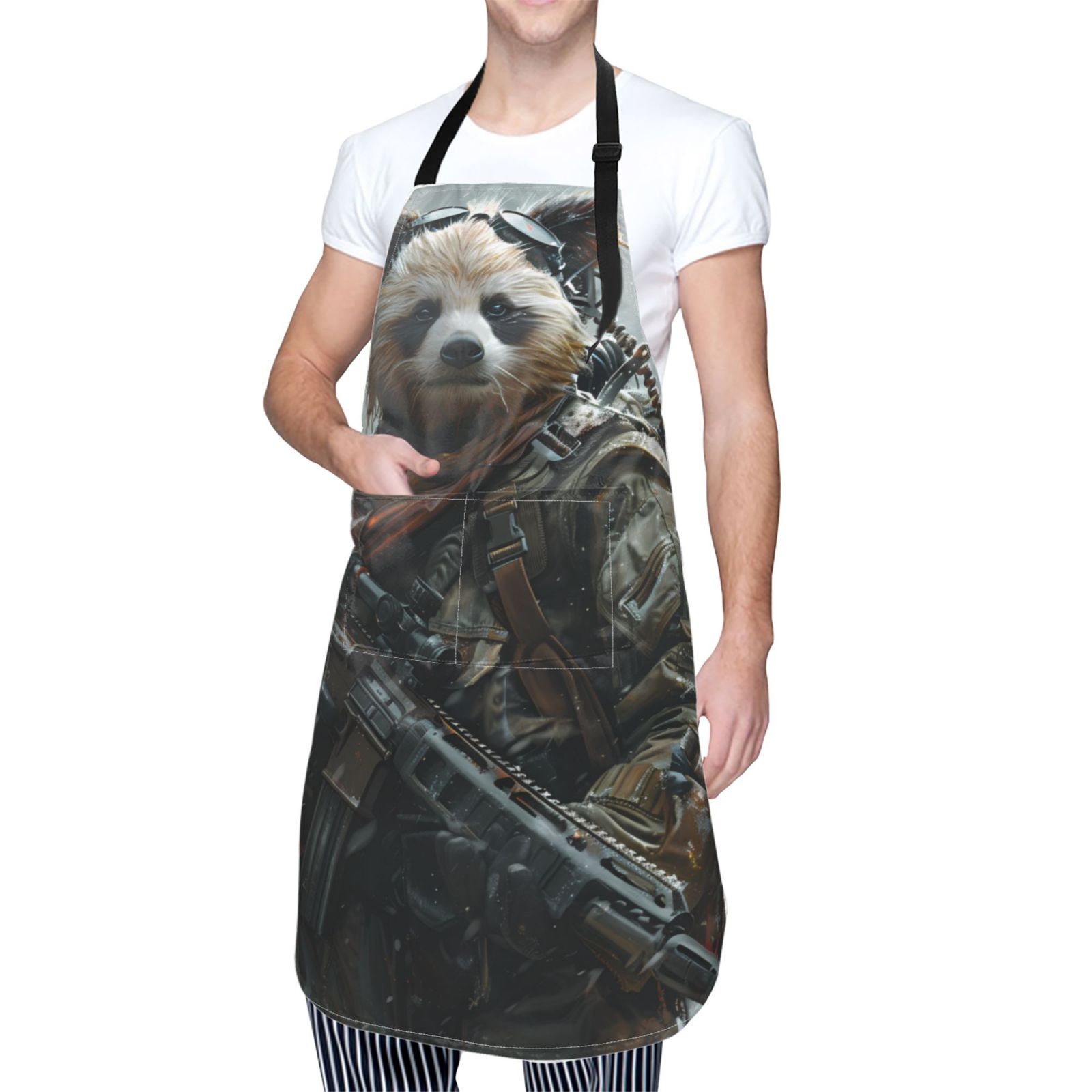 Kdxio Surreal Panda Warrior Apron with Pockets Adjustable Kitchen Aprons for Men Women Waterproof Aprons for Cooking,Drawing,Crafting, Baking Household Cleaning