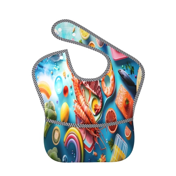 Kdxio Surreal Seafood Extravaganza Bibs For Babies, Baby Bibs for Eating, Toddler Bibs, Waterproof Bibs, Feeding Bibs, for Toddlers, Boys, Girls