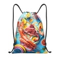 thumbnail image 1 of Kdxio Surreal Seafood Extravaganza Print Drawstring Backpack Bag,Waterproof Draw String Back Sack, Gym Drawstring Bags Swim Bag For Unisex, 1 of 5