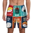 thumbnail image 1 of Kdxio Sushi Print Men'S Swim Trunks With Compression Liner 7 Inch Inseam Quick Dry Swim Shorts, 1 of 7