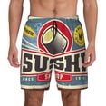 thumbnail image 1 of Kdxio Sushi Retro Sign Print Men'S Swim Trunks With Compression Liner 7 Inch Inseam Quick Dry Swim Shorts, 1 of 7