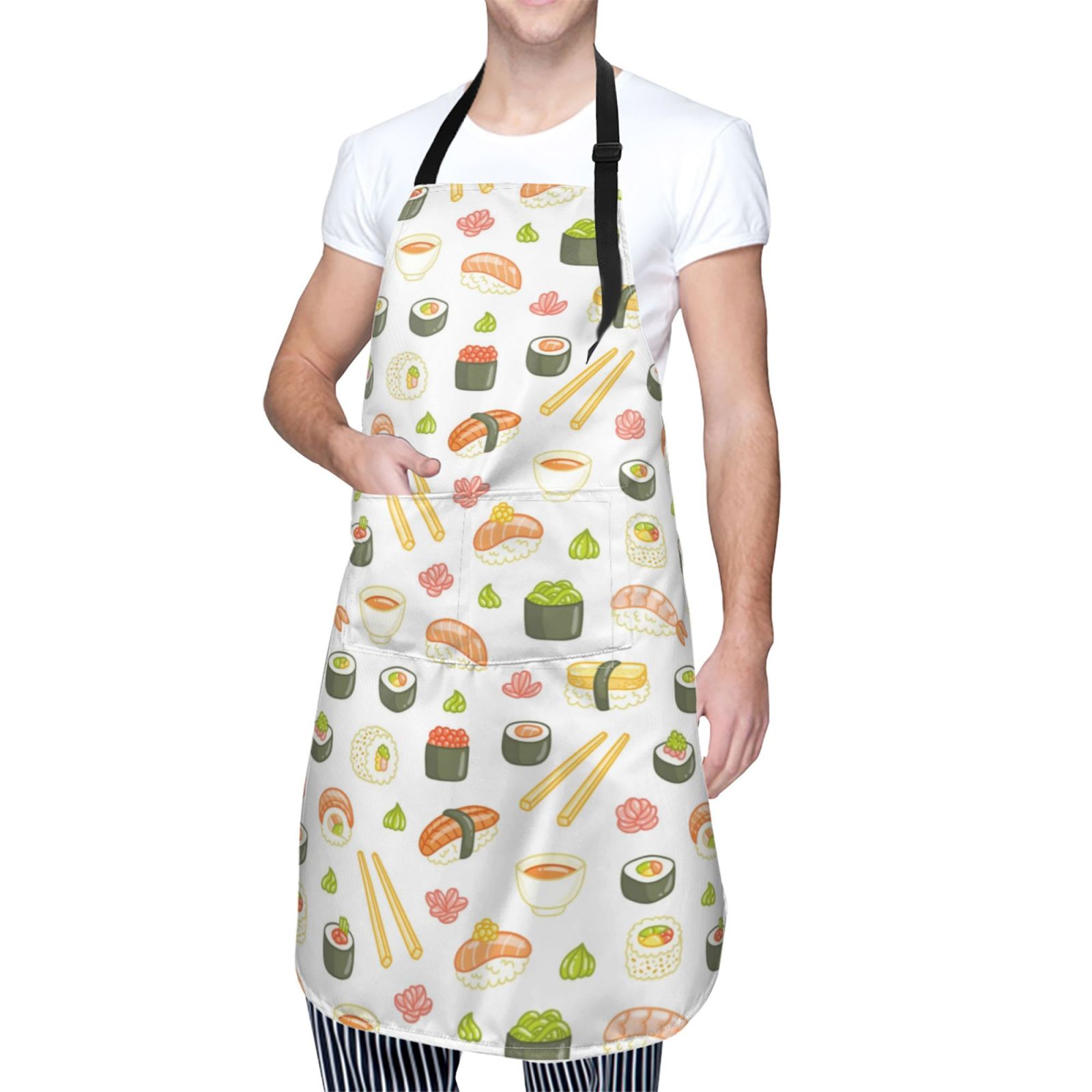 Kdxio Sushi and Rolls Apron with Pockets Adjustable Kitchen Aprons for Men Women Waterproof Aprons for Cooking,Drawing,Crafting, Baking Household Cleaning