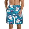 thumbnail image 1 of Kdxio Swan On The Pond Pattern Mens Casual Shorts - Drawstring Summer Beach Sports Shorts for Men, 1 of 5