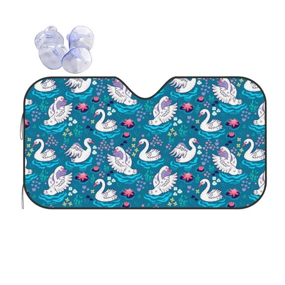 Kdxio Swan On The Pond Print Front Windshield Sun Shade,Folding Auto Sunshade for Car Truck SUV-Small