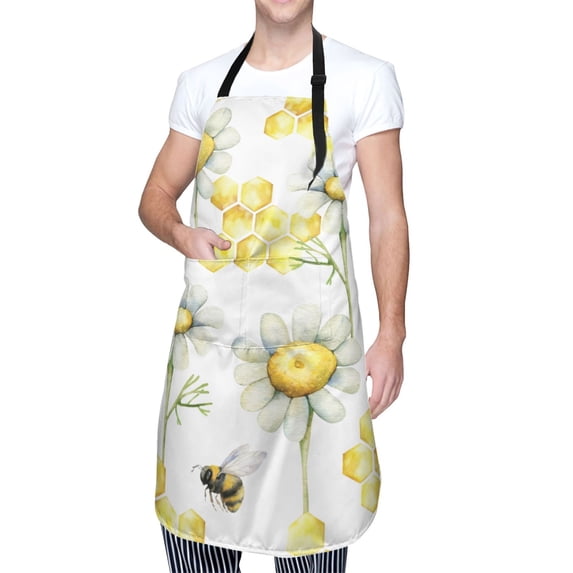 Kdxio Sweet Honey Apron with Pockets Adjustable Kitchen Aprons for Men Women Waterproof Aprons for Cooking,Drawing,Crafting, Baking Household Cleaning