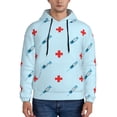 thumbnail image 1 of Kdxio Syringe And Red Cross Print Mens Casual Hooded Collar Drawstring Hoodies Pullover Sweatshirts Casual Long Sleeve Shirts-Medium, 1 of 7