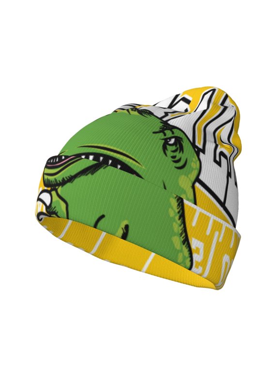 T-Rex Playing Football Winter Beanie for Men Women Beanie Knit Hat Cuffed Cap Beanie Knit Chunky Snow Cap