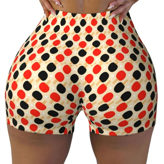 Kdxio Table Tennis Rackets Print Workout Shorts for Women Seamless Soft Smooth Gym Yoga Scrunch Active Shorts