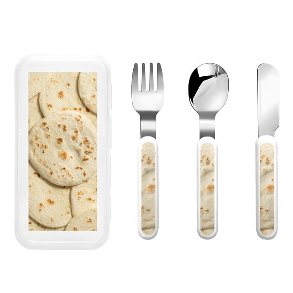 Kdxio Taco Tortillas Toddler Utensils Set - Kids Silverware Set, Set Kids Utensils Set with Case for Preschooler Children