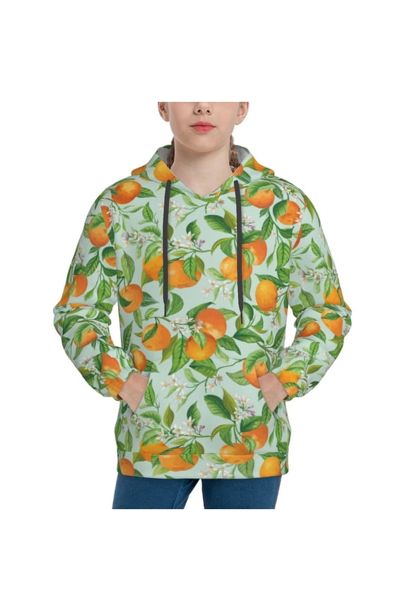 Tangerine Pattern Boys Athletic Unisex Boys Girls Hoodie with Pocket Sweatshirts-Medium