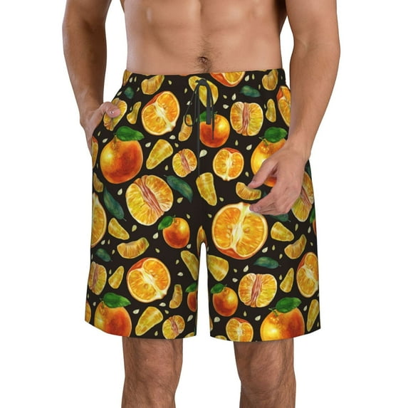 Kdxio Tangerine Pattern Mens Casual Shorts - Drawstring Summer Beach Sports Shorts for Men