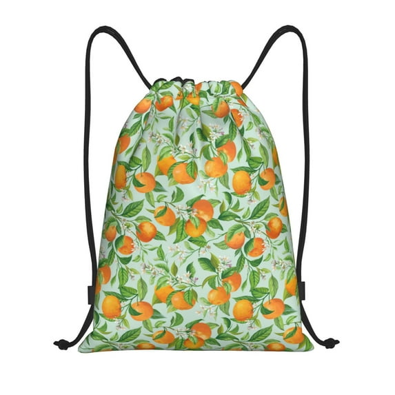 Kdxio Tangerine Print Drawstring Backpack Bag,Waterproof Draw String Back Sack, Gym Drawstring Bags Swim Bag For Unisex