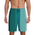 thumbnail image 1 of Kdxio Teal Color Print Mens Sleep Shorts Bottoms Soft Comfy Pajama Wear Pants with Drawstring Pockets, 1 of 5