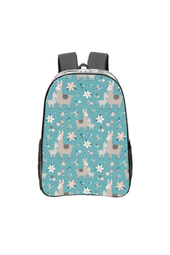 Teal Mama Llama Clear Backpack, Transparent Bookbag for School for Women Men, Capacity Clear Bag for College, Travel