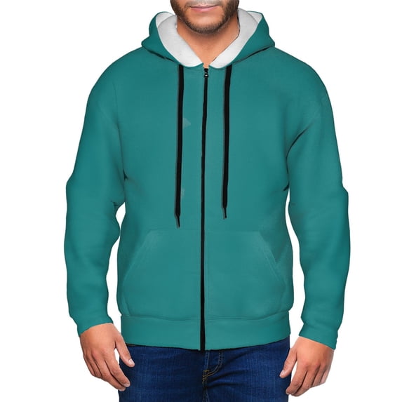 Kdxio Teal Print Men Hoodies Casual Hoodies for Men with Zip Pockets Full Zip Long Sleeve Sweatshirt Sports Hooded Jacket-XX-Large