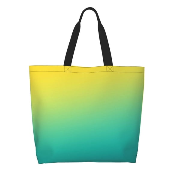 Kdxio Teal To Yellow Gradient Casual Tote Bags Women Big Capacity Shoulder Bag for Women Travel Shoulder Bags Handbags