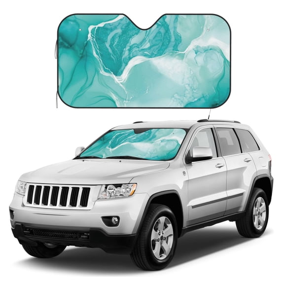 Kdxio Teal Turquoise 1 Print Windshield Sun Shade, Foldable Sun Blocker for Car,Truck,SUV Automotive Interior Sun Protection,Reflective Shade for Front Windshield(Small)