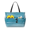 thumbnail image 1 of Kdxio Teal Turquoise Fluid Stripes for Beach Bag for Women Large Beach Tote Bag Waterproof Sandproof Swim Bag with Zipper Pockets Beach Vacation Travel, 1 of 1