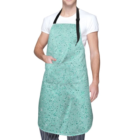 Kdxio Teal Turquoise Glitter Apron with Pockets Adjustable Kitchen Aprons for Men Women Waterproof Aprons for Cooking,Drawing,Crafting, Baking Household Cleaning
