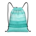 thumbnail image 1 of Kdxio Teal Turquoise Print Drawstring Backpack Bag,Waterproof Draw String Back Sack, Gym Drawstring Bags Swim Bag For Unisex, 1 of 1