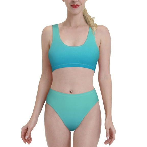Kdxio Teal Turquoise for Womens High Waisted Bikini Top Sports Style Two Piece Bathing Suits