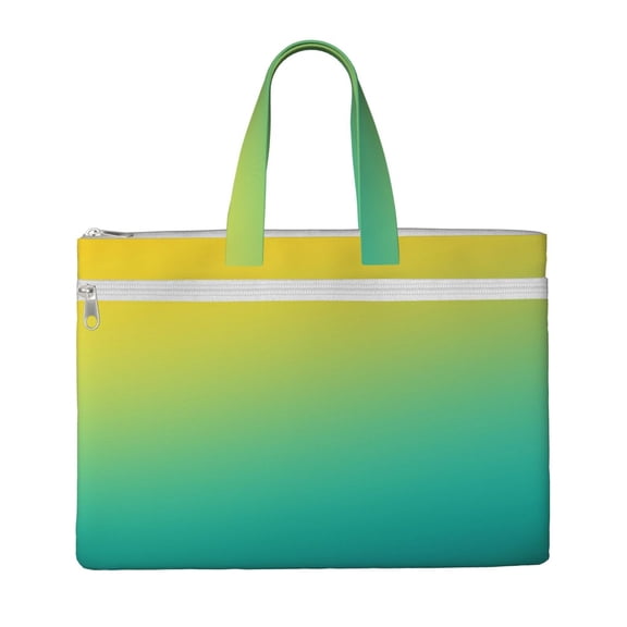 Kdxio Teal To Yellow Gradient File Tote Document Bag Business Briefcase Bag Document Organizer Tote Briefcase for Letter A4 Files Business Teacher Office Bag