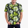 thumbnail image 1 of Kdxio Teal floral elegance Print Men's Short Sleeve Polo Shirt,Midweight Men's Shirt-X-Large, 1 of 5