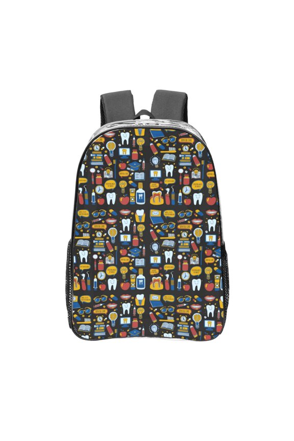 Teeth Clear Backpack, Transparent Bookbag for School for Women Men, Capacity Clear Bag for College, Travel